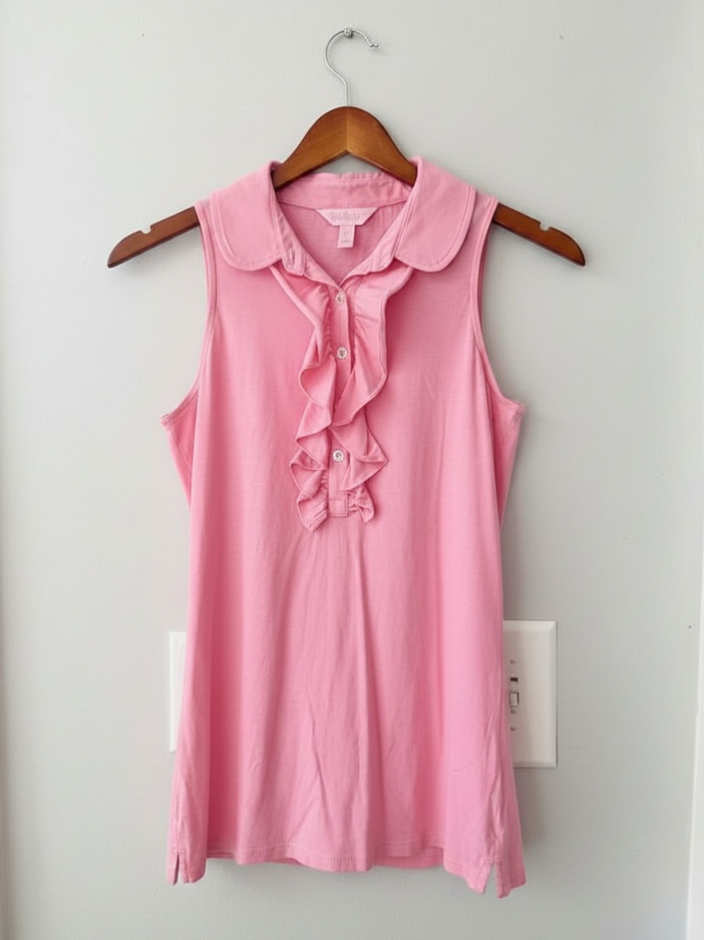Lily Pulitzer Pink Pima Cotton Tank Top with Ruffles